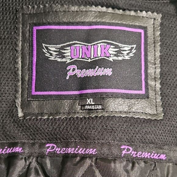 Unik Leather Jacket in Black with Purple Accents Size XL - Picture 5 of 11